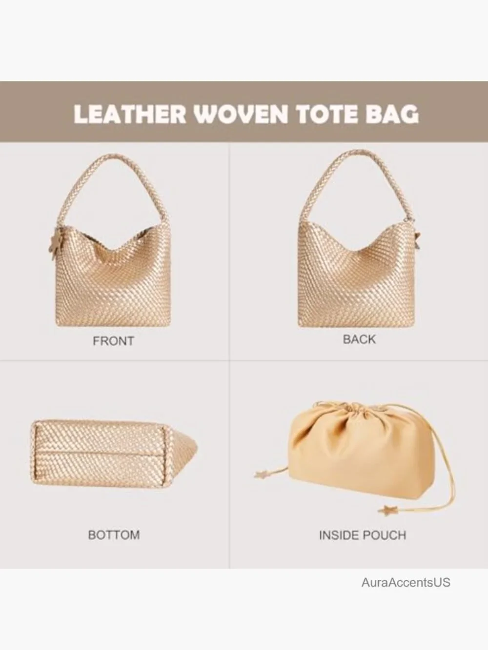 Handmade Woven Tote Bag Large Vegan Leather Slouchy Hobo Shoulder Handbag